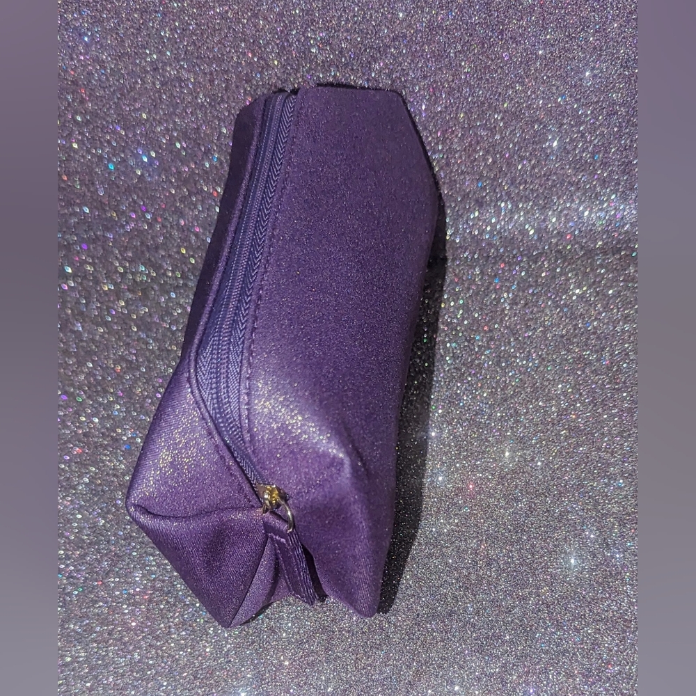 Metallic Copper Glitter Purple Cosmetics Bag Zipper Pouch Lancome
